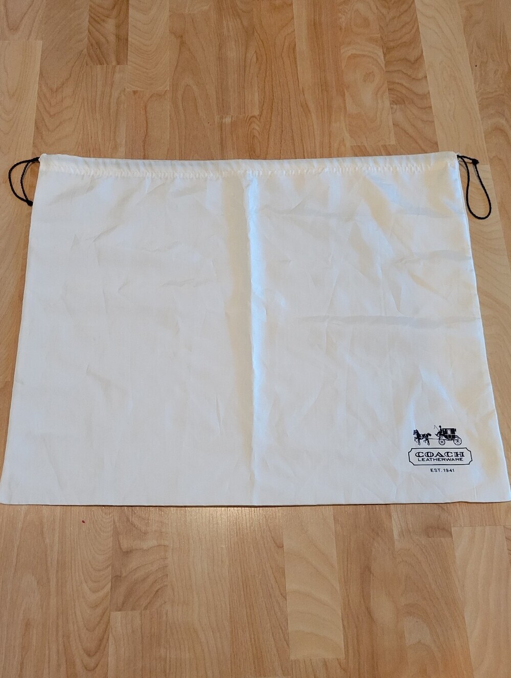 Coach Satin Drawstring Dust Bage Carriage Logo Cream Size Large